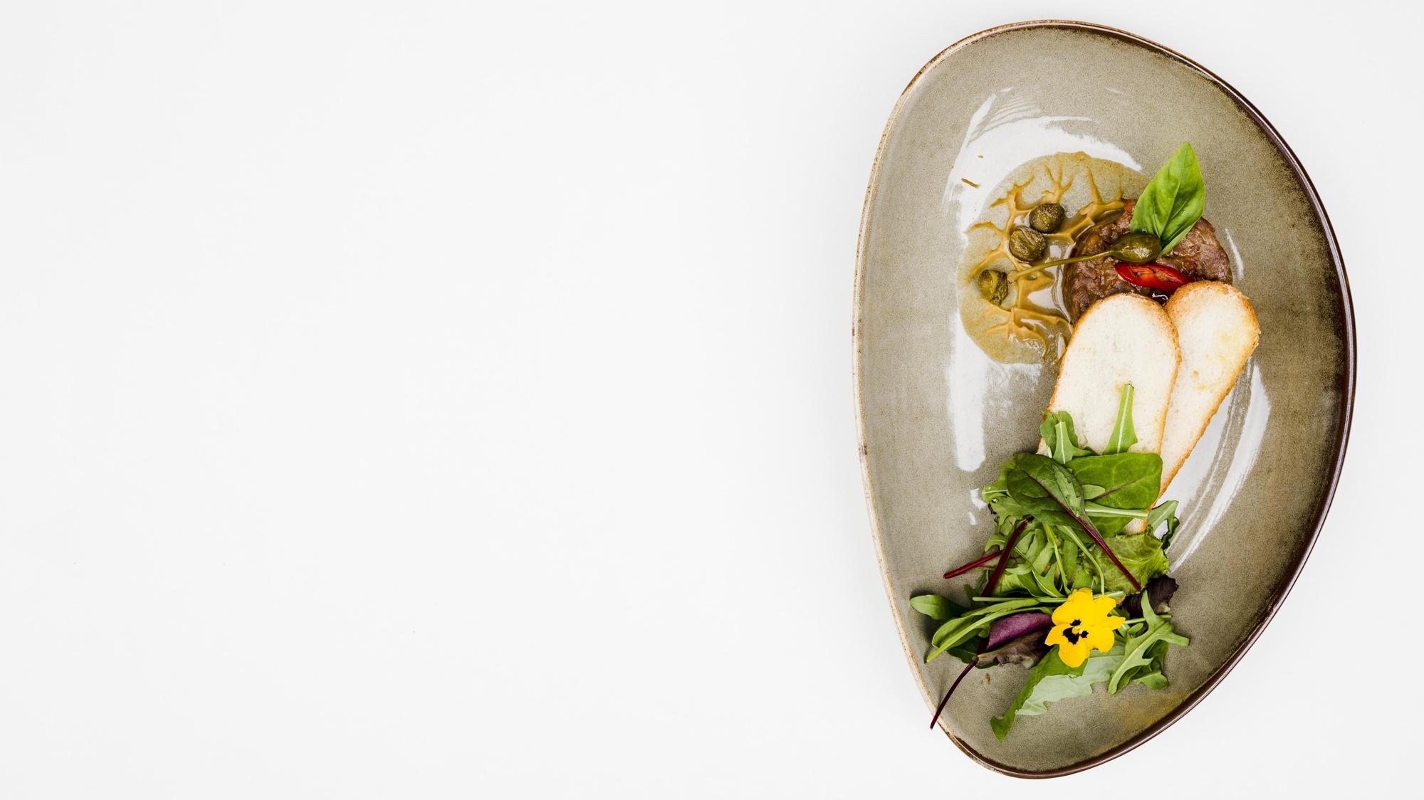 Finished dish plated simply